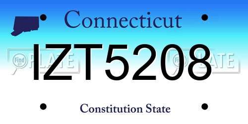 IZT5208 Connecticut License Plate