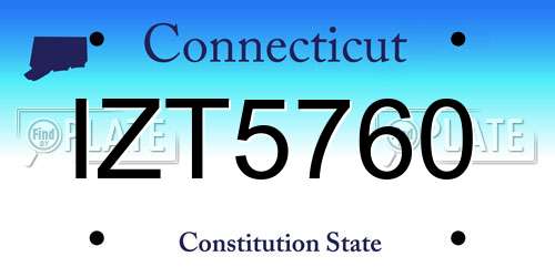 IZT5760 Connecticut License Plate