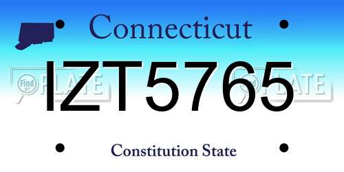 IZT5765 Connecticut License Plate
