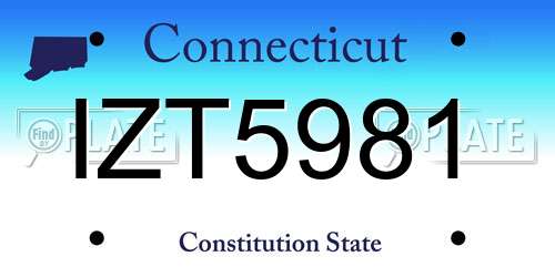IZT5981 Connecticut License Plate