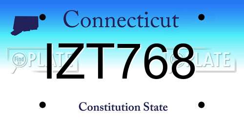 IZT768 Connecticut License Plate