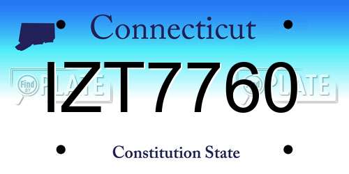 IZT7760 Connecticut License Plate