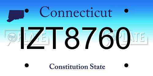 IZT8760 Connecticut License Plate