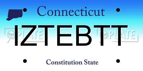IZTEBTT Connecticut License Plate