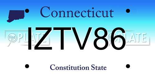 IZTV86 Connecticut License Plate