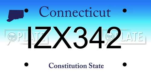 IZX342 Connecticut License Plate