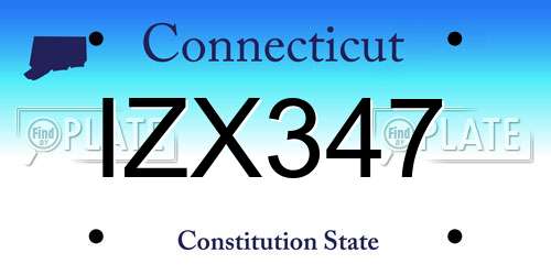 IZX347 Connecticut License Plate