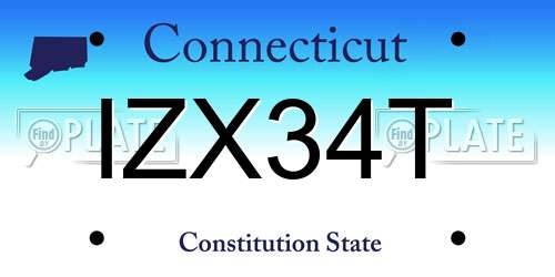 IZX34T Connecticut License Plate