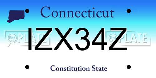 IZX34Z Connecticut License Plate