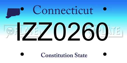 IZZ0260 Connecticut License Plate