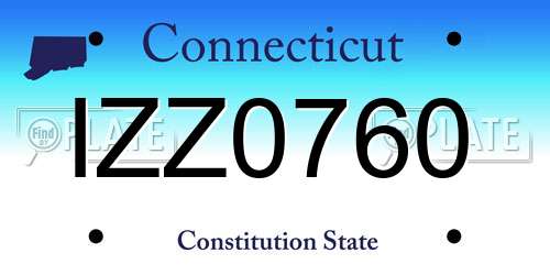 IZZ0760 Connecticut License Plate