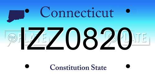 IZZ0820 Connecticut License Plate