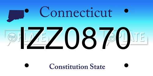 IZZ0870 Connecticut License Plate