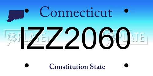 IZZ2060 Connecticut License Plate