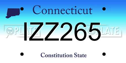IZZ265 Connecticut License Plate
