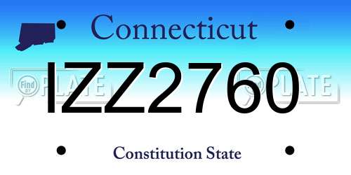 IZZ2760 Connecticut License Plate