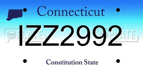 IZZ2992 Connecticut License Plate
