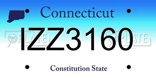 IZZ3160 Connecticut License Plate