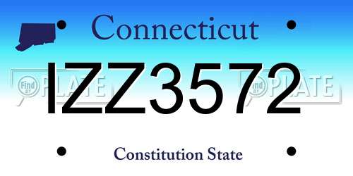 IZZ3572 Connecticut License Plate