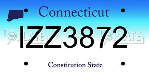 IZZ3872 Connecticut License Plate