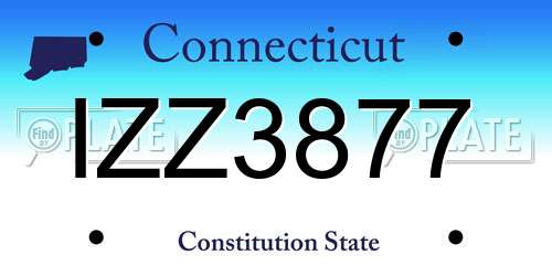 IZZ3877 Connecticut License Plate