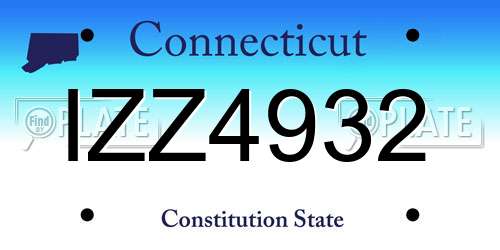 IZZ4932 Connecticut License Plate