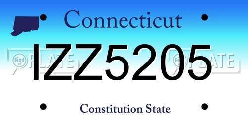 IZZ5205 Connecticut License Plate
