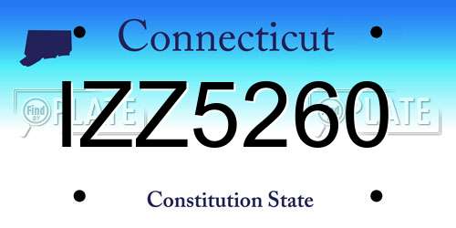 IZZ5260 Connecticut License Plate