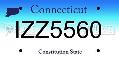 IZZ5560 Connecticut License Plate