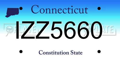 IZZ5660 Connecticut License Plate