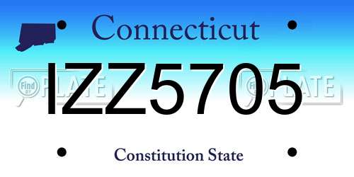 IZZ5705 Connecticut License Plate