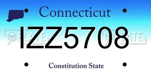 IZZ5708 Connecticut License Plate