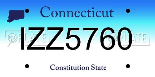 IZZ5760 Connecticut License Plate