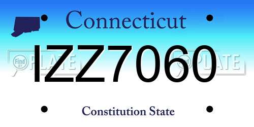 IZZ7060 Connecticut License Plate