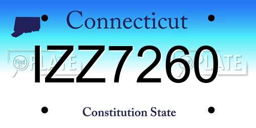 IZZ7260 Connecticut License Plate