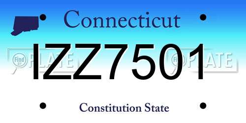 IZZ7501 Connecticut License Plate