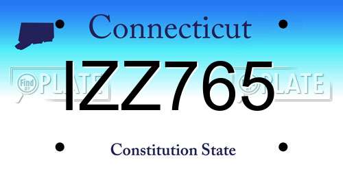 IZZ765 Connecticut License Plate