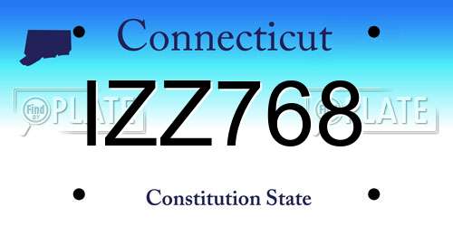 IZZ768 Connecticut License Plate