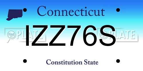IZZ76S Connecticut License Plate
