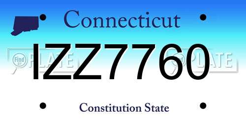 IZZ7760 Connecticut License Plate