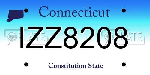 IZZ8208 Connecticut License Plate