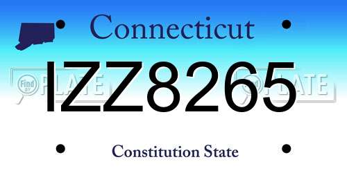 IZZ8265 Connecticut License Plate