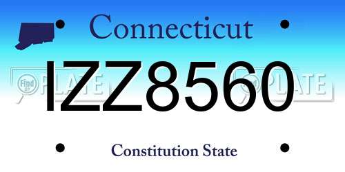 IZZ8560 Connecticut License Plate