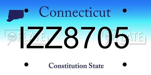 IZZ8705 Connecticut License Plate