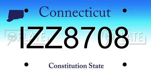 IZZ8708 Connecticut License Plate