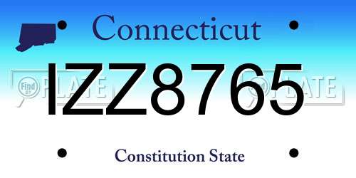 IZZ8765 Connecticut License Plate