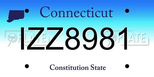 IZZ8981 Connecticut License Plate