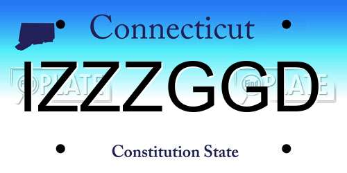 IZZZGGD Connecticut License Plate