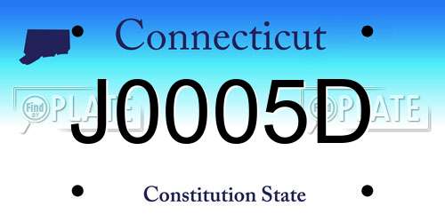 J0005D Connecticut License Plate