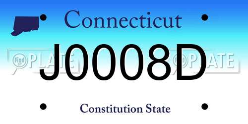 J0008D Connecticut License Plate